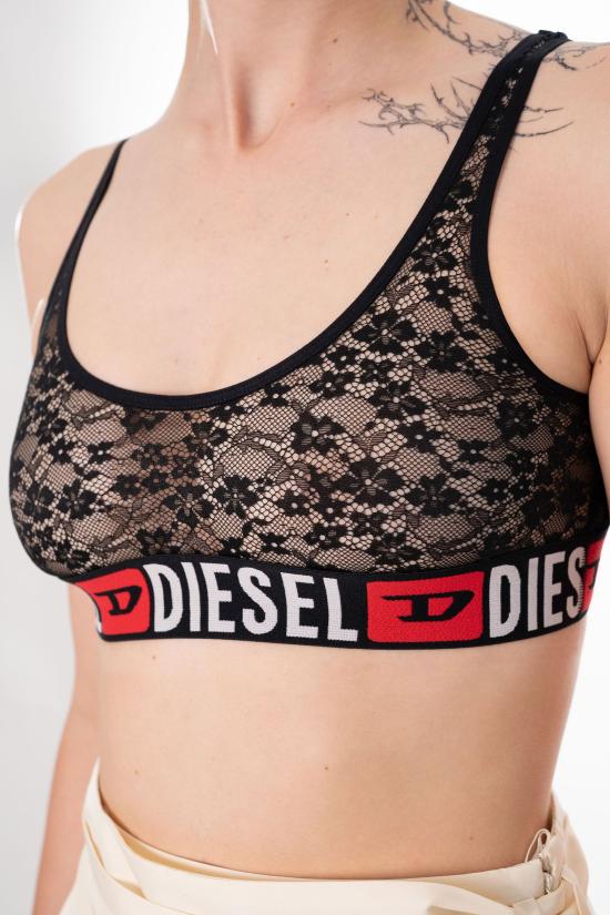 26SS 디젤 UFSB 오리바 로고 밴드 립드 브라렛 A13122 0CJBR 9XX Black - DIESEL