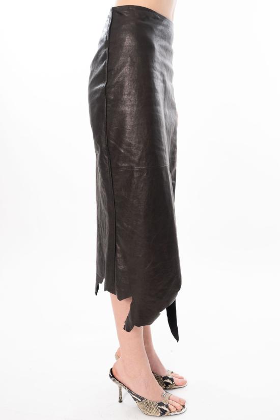 26SS 디젤 L-tron 레더 미디 스커트 A22301 0EGEW 9XX Black - DIESEL