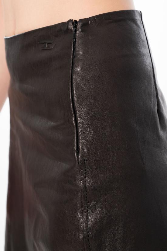 26SS 디젤 L-tron 레더 미디 스커트 A22301 0EGEW 9XX Black - DIESEL