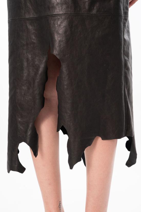 26SS 디젤 L-tron 레더 미디 스커트 A22301 0EGEW 9XX Black - DIESEL