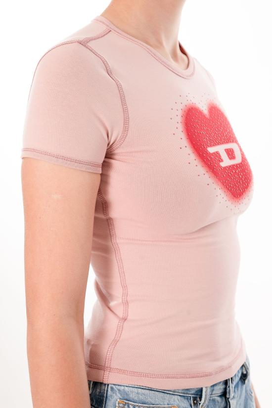 26SS 디젤 Slim heart print 티셔츠 A20980 0QHHA 33L Pink - DIESEL