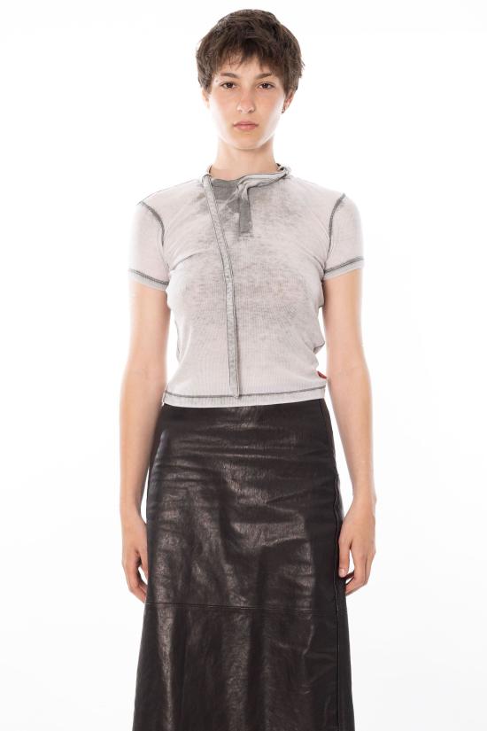 26SS 디젤 T-ERESA 바이커 넥 스트랩 리브 저지 숏슬리브 탑 A22929 0HGCQ 9CY Grey