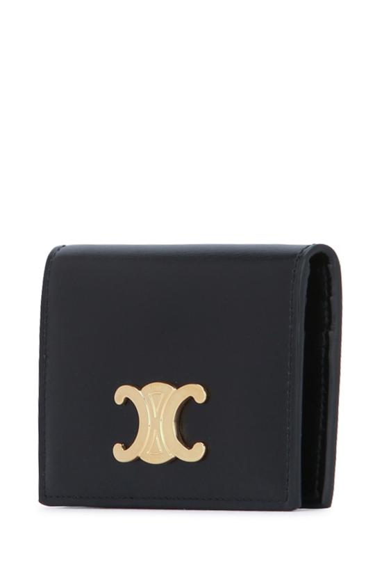 26FW 셀린느 샤이니 카프스킨 바이폴드 카드 홀더 10P353DPV 38NO BLACK DOM - CELINE