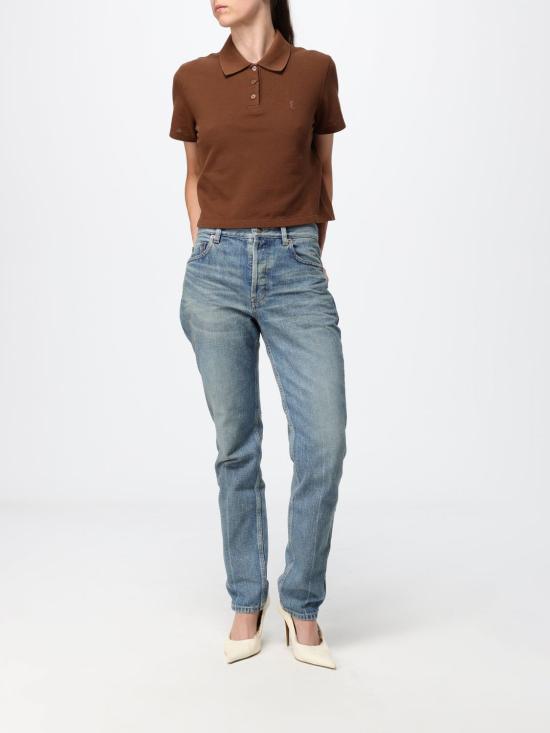 26FW 생로랑 폴로 티셔츠 A003I4Y38EK 2298 Brown - SAINT LAURENT