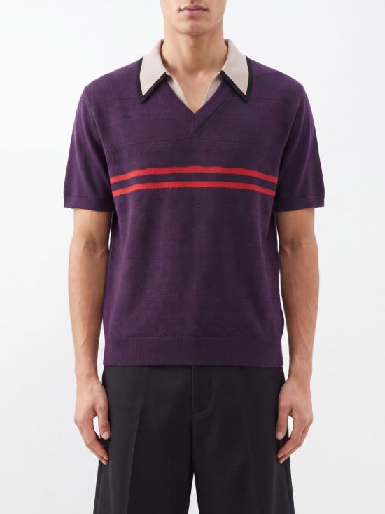 26SS 드리스 반 노튼 폴로 티셔츠 0212103716 402 Red Purple