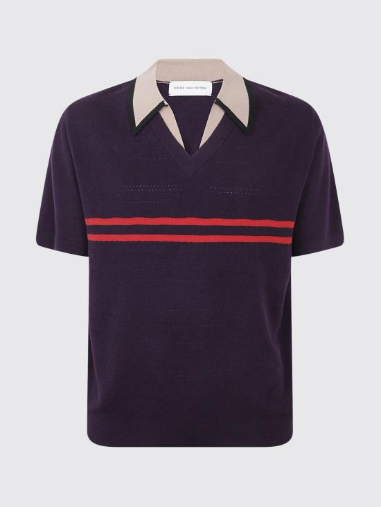 26SS 드리스 반 노튼 폴로 티셔츠 0212103716 402 Red Purple - DRIES VAN NOTEN
