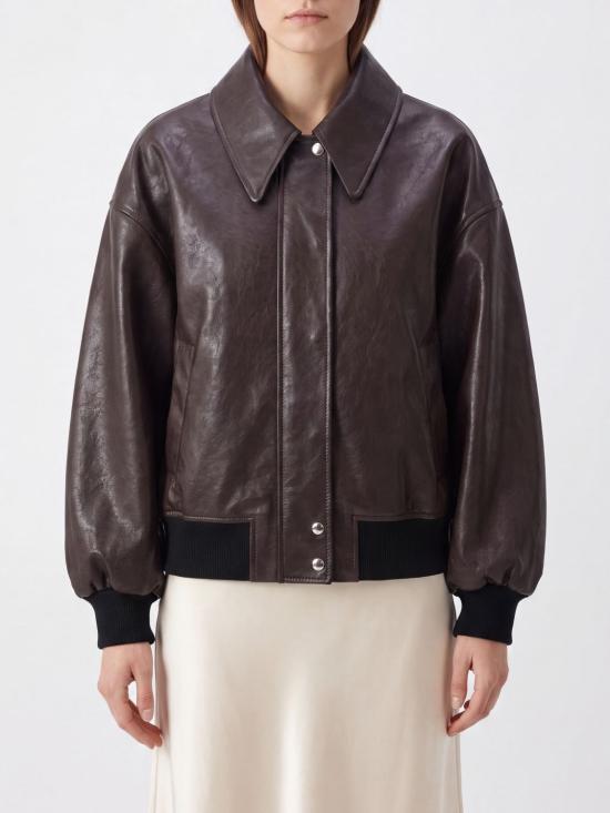 26SS 케이트 쉘맨 레더 자켓 쉘맨 레더 자켓 6166729L729 950 Brown