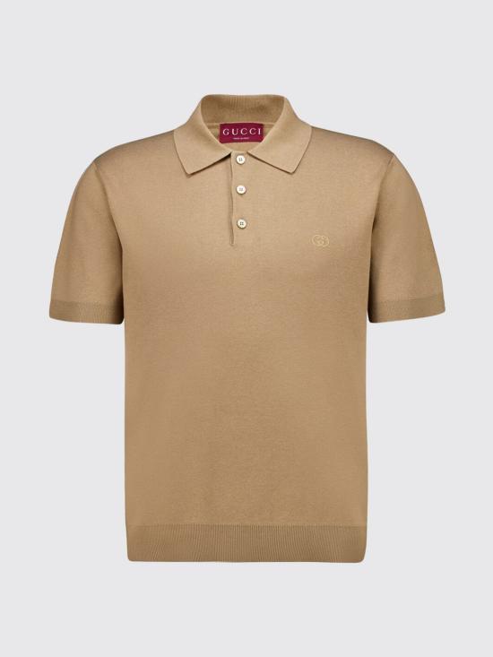 26SS 구찌 자수 실크 코튼 폴로 셔츠 853378XKFDL 2017 Brown - GUCCI