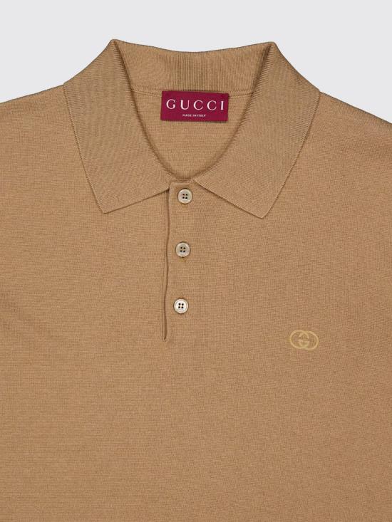 26SS 구찌 자수 실크 코튼 폴로 셔츠 853378XKFDL 2017 Brown - GUCCI
