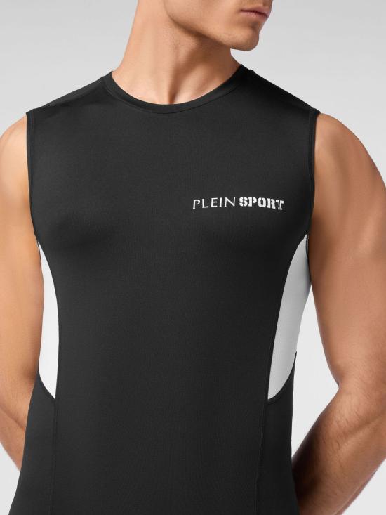 26SS 플레인스포츠 민소매 티셔츠 SAECMTK8001STE003N 02 Black - PLEIN SPORT