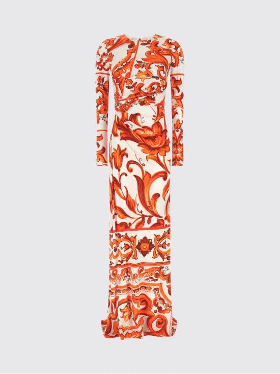 26FW 돌체앤가바나 롱 원피스 F611CTFS8DS IO3TN Orange - DOLCE & GABBANA
