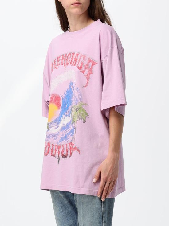 26FW 발렌시아가 빈티지 서퍼 오버사이즈 반팔 티셔츠 871733TUVP2 5701 Pink - BALENCIAGA