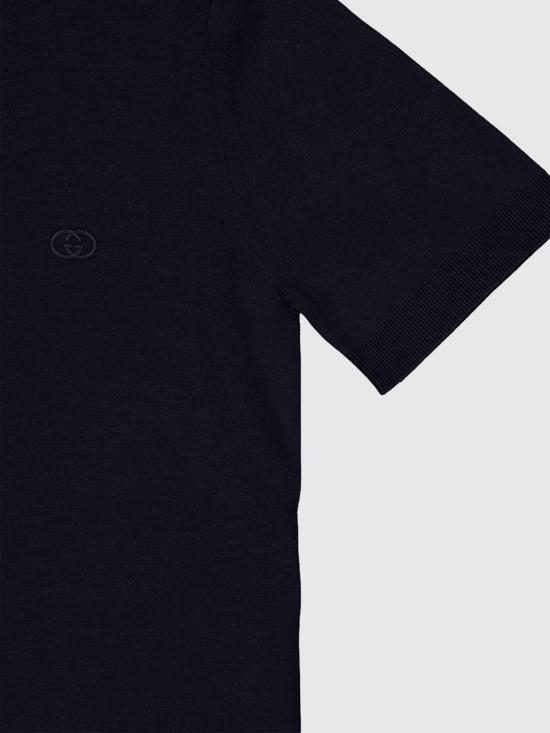 26SS 구찌 자수 실크 코튼 티셔츠 853379XKFDL 4255 Navy - GUCCI