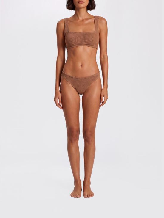 26SS 훈자 지 비키니 수영복 BXANDRACR METALLICCOCOA Brown