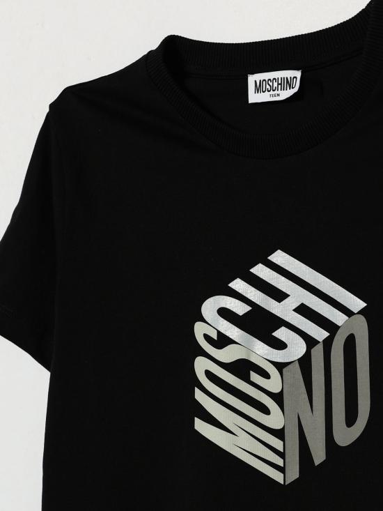 26FW [키즈] 모스키노 티셔츠 HMM05VLAA57 60100 Black - MOSCHINO