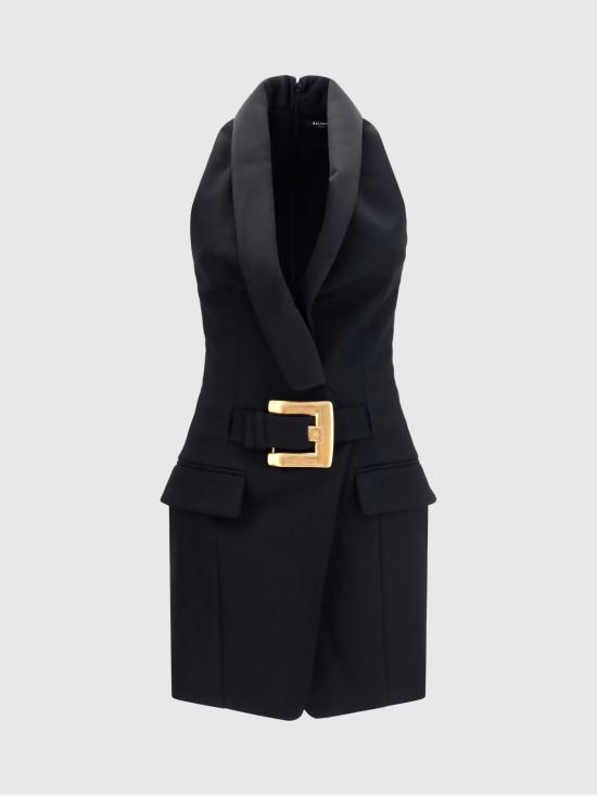 26FW 발망 롱 원피스 HF1R5184ME54 EAP Black - BALMAIN