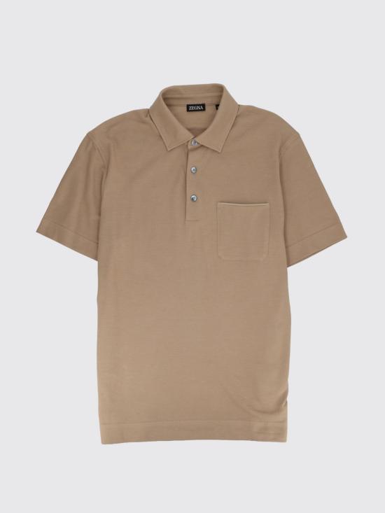 26SS 에르메네질도제냐 폴로 티셔츠 UH392A3H752 N03 Sand - ERMENEGILDO ZEGNA