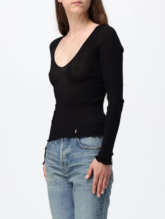 26FW 생로랑 긴팔 티셔츠 876789Y37SM 1000 Black - SAINT LAURENT