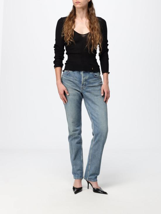 26FW 생로랑 긴팔 티셔츠 876789Y37SM 1000 Black - SAINT LAURENT
