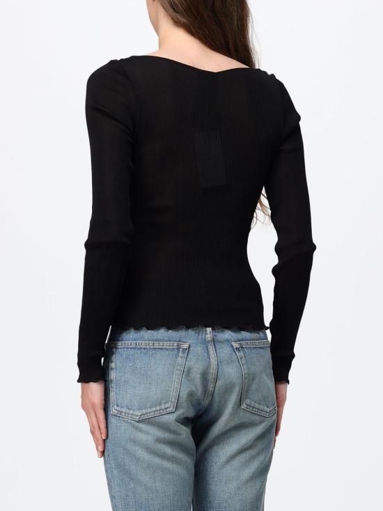 26FW 생로랑 긴팔 티셔츠 876789Y37SM 1000 Black - SAINT LAURENT