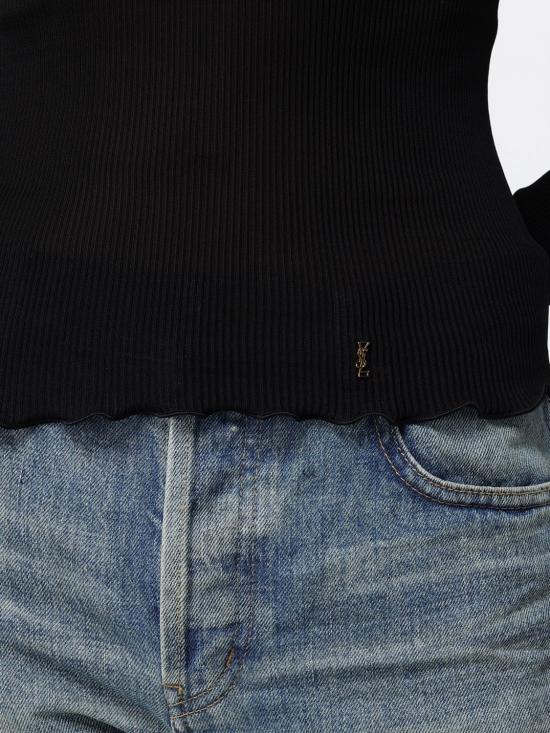 26FW 생로랑 긴팔 티셔츠 876789Y37SM 1000 Black - SAINT LAURENT