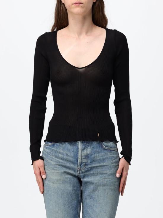 26FW 생로랑 긴팔 티셔츠 876789Y37SM 1000 Black