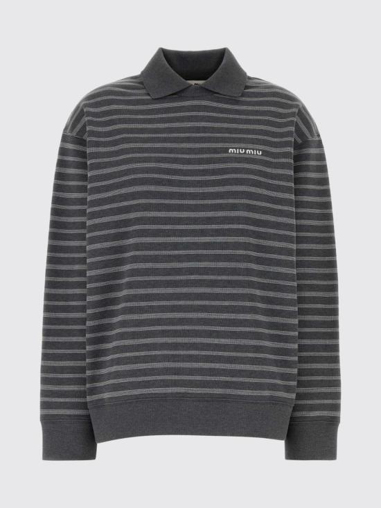 26FW 미우미우 스트라이프 칼라 스웨트셔츠 MJLA68SOOO174V F052N Grey