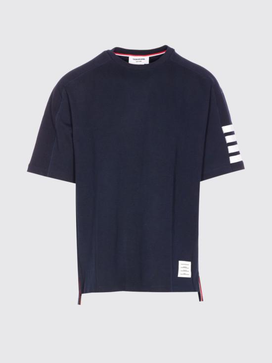 26FW 톰브라운 코튼 4바 숏 슬리브 티 MJS246A07323 415 Blue - THOM BROWNE