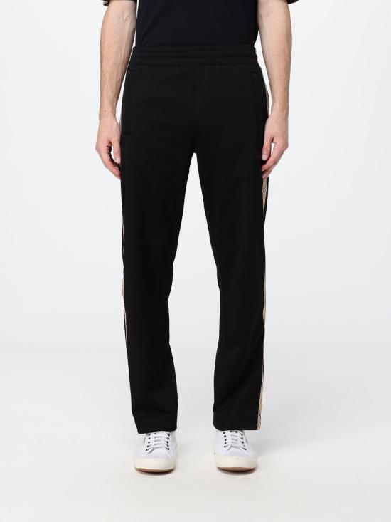 26FW 버버리 체크 트리밍 코튼 블렌드 트랙 팬츠 8110564 Black