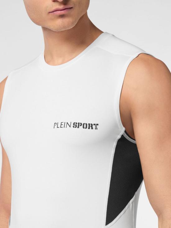 26SS 플레인스포츠 민소매 티셔츠 SAECMTK8001STE003N 01 White - PLEIN SPORT