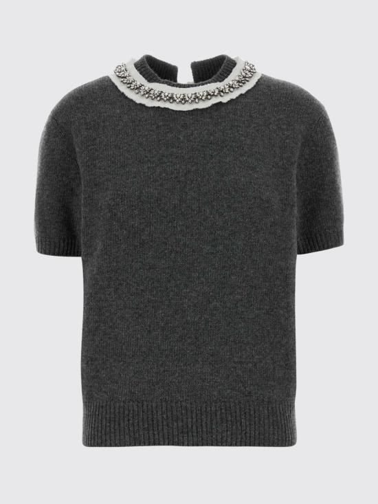 26FW 프라다 아가일 니트 울 폴로 셔츠 P24G3SSOOO6556 F0480 Grey