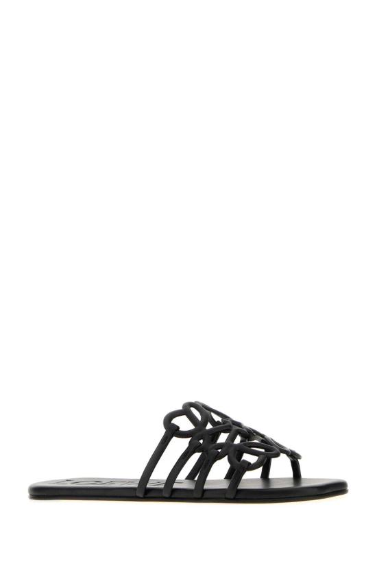 26SS 로에베 페탈 애너그램 소프트 카프스킨 슬라이드 LPEA465X06 BLACK - LOEWE