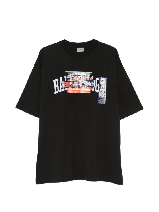 26FW 발렌시아가 반팔 티셔츠 764235 TUVS3 1000 BLACK DOM