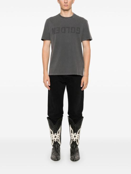 26FW 골든구스 골든 로고 프린트 반팔 티셔츠 GMP01220P00067160318 Grey - GOLDEN GOOSE