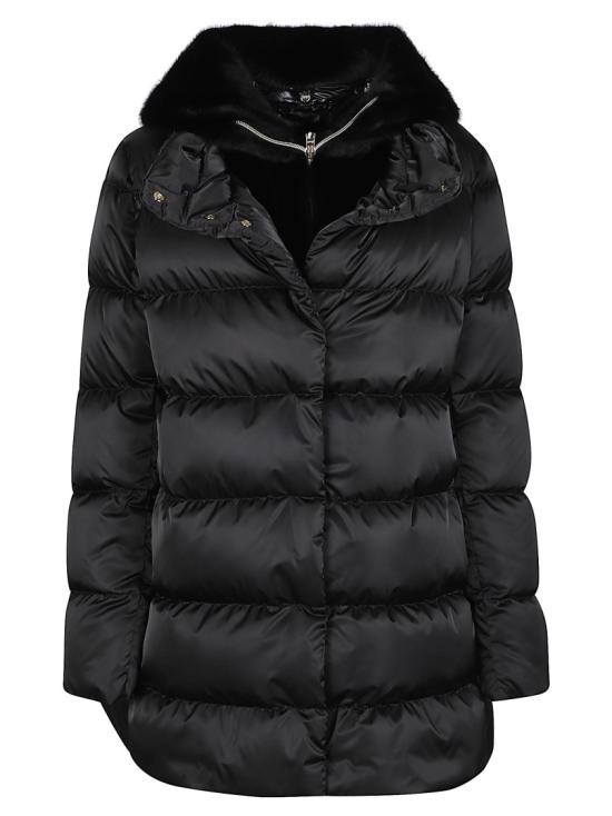 26FW 에르노 새틴 & 뉴 레이디 퍼 A셰이프 다운 자킷 PI001934D 12170Z Black