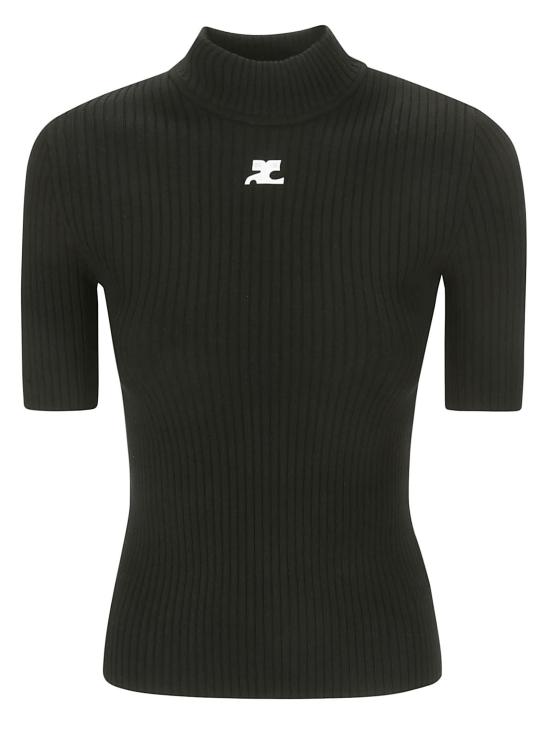 26FW 쿠레쥬 리에디션 니트 탑 숏슬리브 PERMPU026FI0001 9999 BLACK