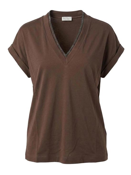 26FW 브루넬로 쿠치넬리 반팔 티셔츠 M0T18BD222C4211 Dark Brown