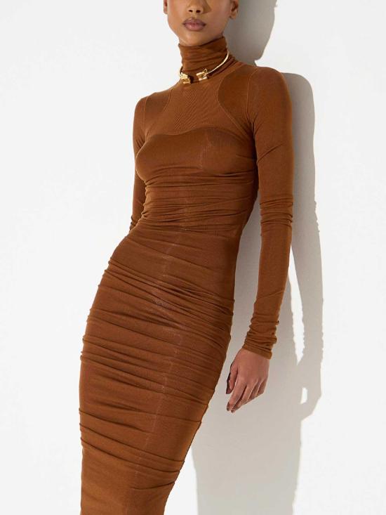 26FW 엘리자베타프랜치 미디 스커트 AB02B66E2FK3 BROWN - ELISABETTA FRANCHI