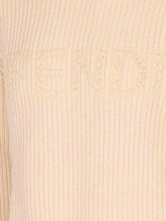 26SS 펜디 맥시 로고 자수 울 리브 니트 스웨터 FZX091AW0CF1J2A Beige - FENDI