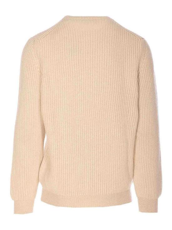 26SS 펜디 맥시 로고 자수 울 리브 니트 스웨터 FZX091AW0CF1J2A Beige - FENDI