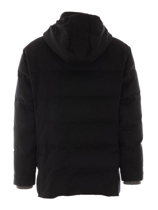 26FW 브루넬로 쿠치넬리 본디드 울 플란넬 탈부착 후드 다운 자켓 MM4701823C101C Black - BRUNELLO CUCINELLI