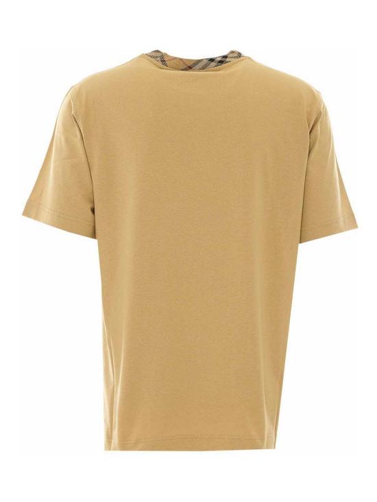 26FW 버버리 체크 트리밍 코튼 티셔츠 8125511 Beige - BURBERRY