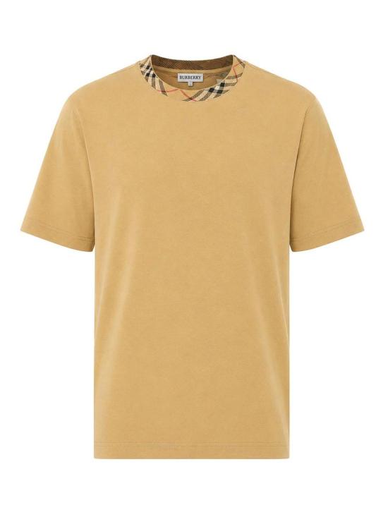 26FW 버버리 체크 트리밍 코튼 티셔츠 8125511 Beige