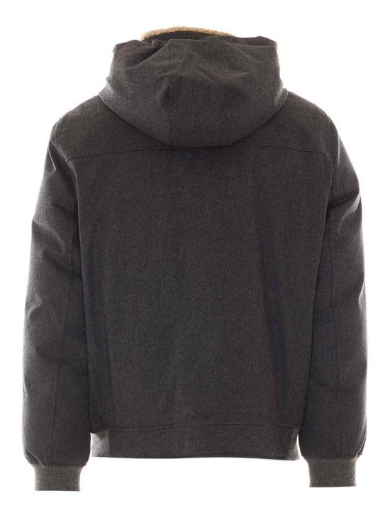 26FW 브루넬로 쿠치넬리 본디드 울 플란넬 탈부착 후드 다운 자켓 MM4701606CNV62 Grey - BRUNELLO CUCINELLI