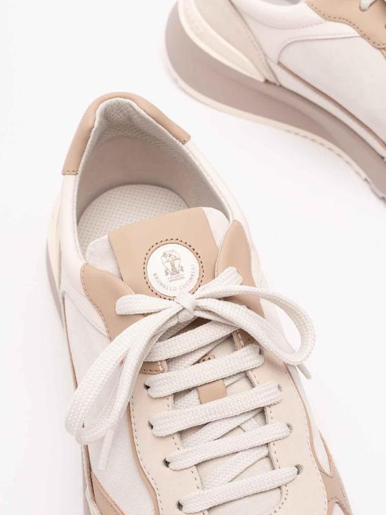 26FW 브루넬로 쿠치넬리 누벅 레더 스웨이드 러닝 스니커즈 MZUSNEO355CTG72 BEIGE - BRUNELLO CUCINELLI