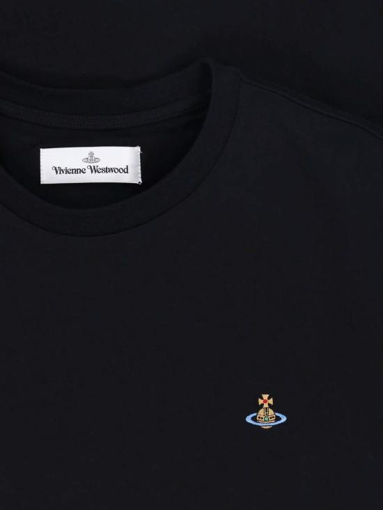 26FW 비비안웨스트우드 가먼트 다이드 로고 저지 반팔 티셔츠 3G010013J00BLN401 Black - VIVIENNE WESTWOOD