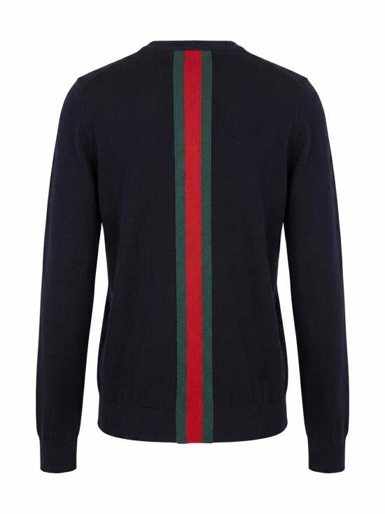 26FW 구찌 웹 인타르시아 니트 코튼 스웨터 875177XKFPC4152 BLUE - GUCCI