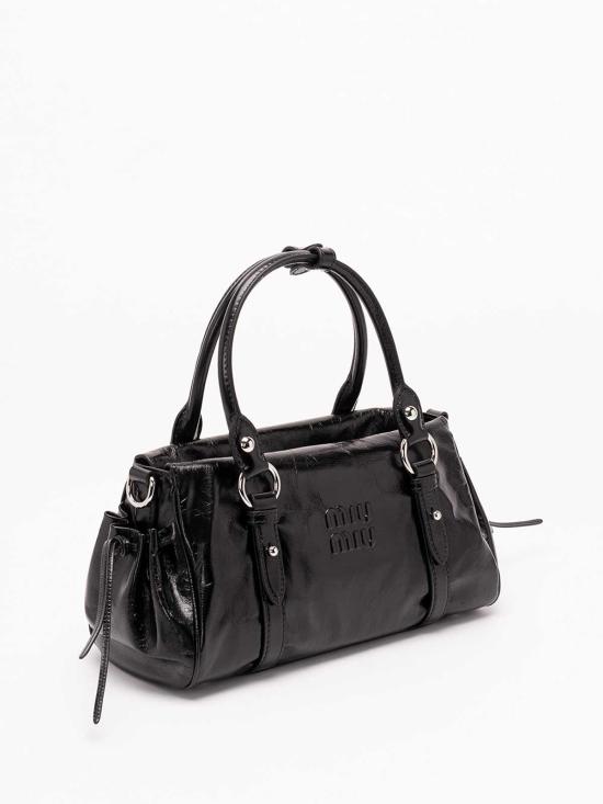 26FW 미우미우 글로시 레더 핸드백 5BA3332A44VOOOF0002 BLACK - MIU MIU