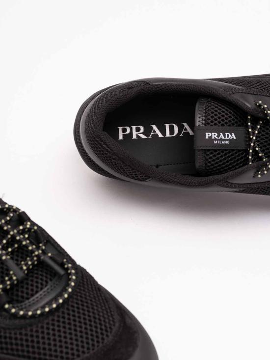 26FW 프라다 스피드락 레더 앤 메쉬 패브릭 스니커즈 2EE4683ZM0FG000F0002 BLACK - PRADA