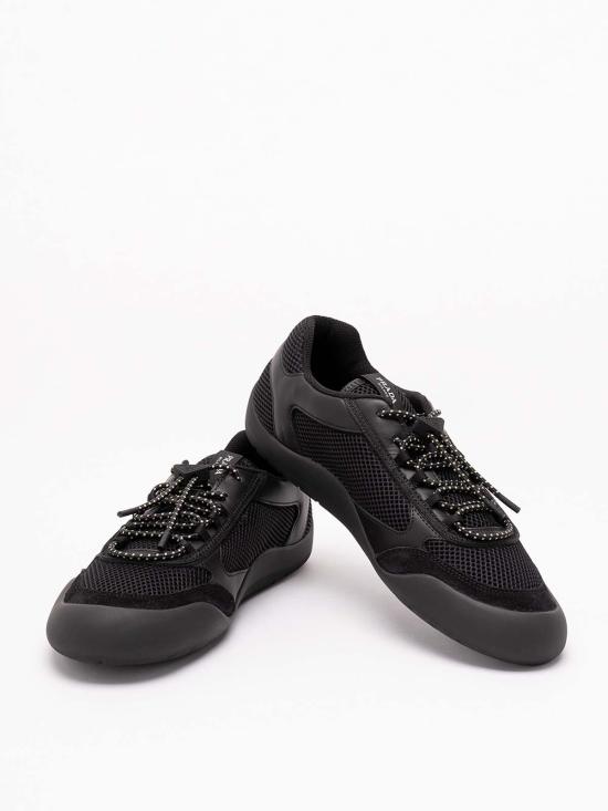 26FW 프라다 스피드락 레더 앤 메쉬 패브릭 스니커즈 2EE4683ZM0FG000F0002 BLACK - PRADA